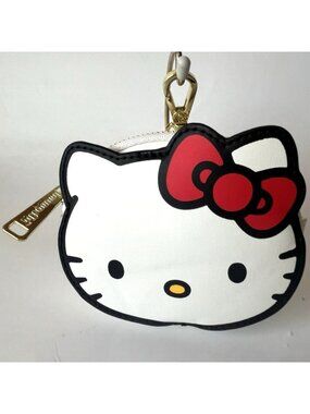 Loungefly Sanrio Hello Kitty White Mini Coin Purse Wallet Clasp Hook to Attach